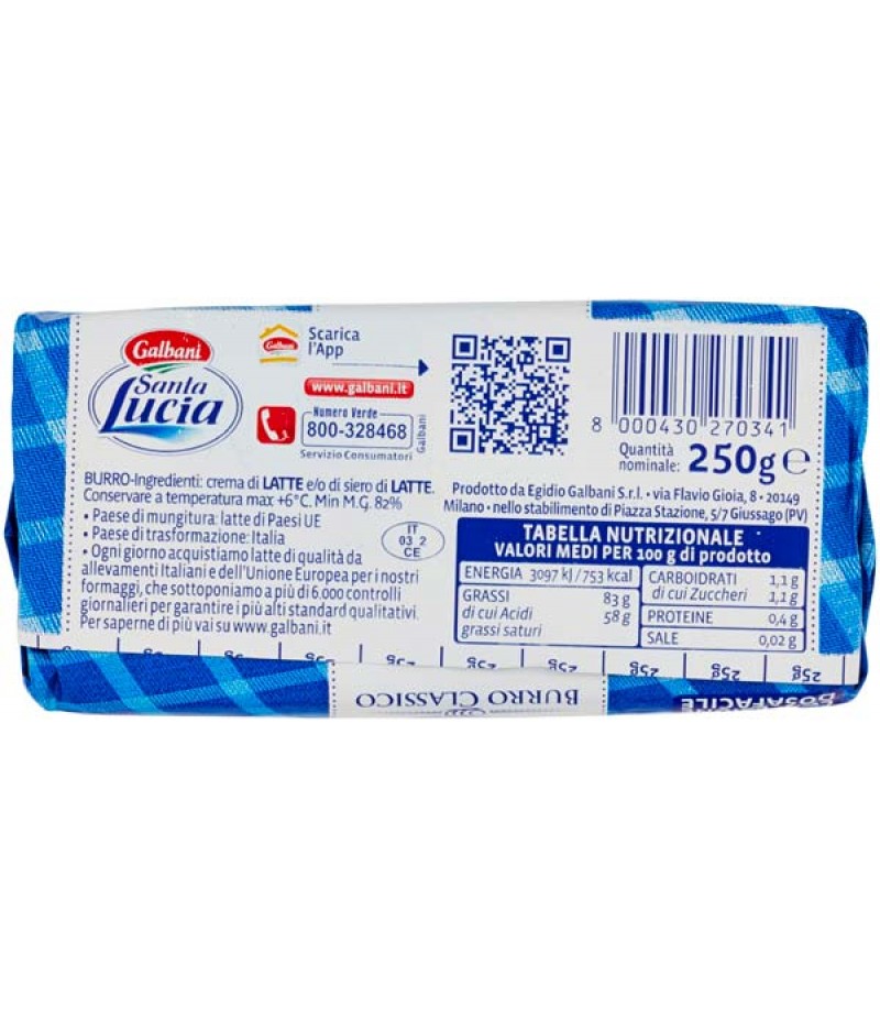 BURRO CLASSICO 250 GR Santa Lucia Galbani  