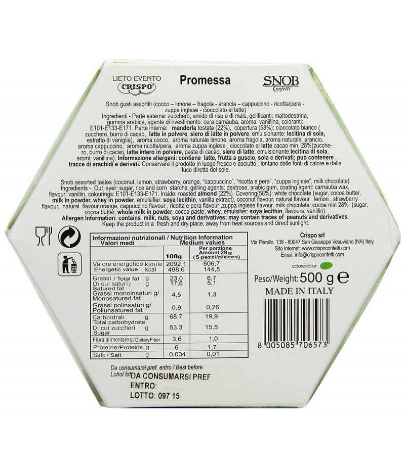 Crispo Confetti Snob Lieto Evento - Colore Verde - confezione da 500 g Crispo Confetti Snob Lieto Evento - Colore Verde - confezione da 500 g