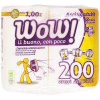Wow! - Asciugatutto, 200 strappi assicurati, 2 veli - 2 rotoli 