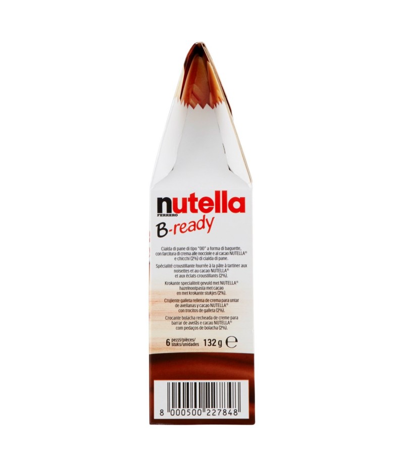 Nutella B-Ready Ferrero confezione (132G) 6pz da 22gr Nutella B-Ready Ferrero confezione (132G) 6pz da 22gr